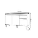 Ver imagem 3 de Balcão Gabinete para Cozinha Tatiane 120cm 3 Portas 1 Gaveta:amêndoa/preto