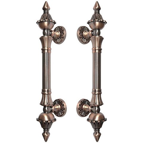 Puxador Duplo Classic 335mm Cobre Antigo Porta Pivotante Correr Passagem Madeira Vidro Rústico