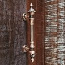 Ver imagem 6 de Puxador Duplo Classic 335mm Cobre Antigo Porta Pivotante Correr Passagem Madeira Vidro Rústico