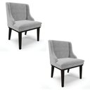 Ver imagem 1 de Kit 2 Cadeiras Estofadas para Sala de Jantar Base Fixa de Madeira Preto Lia Suede Cinza - Ibiza