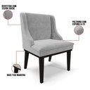 Ver imagem 2 de Kit 2 Cadeiras Estofadas para Sala de Jantar Base Fixa de Madeira Preto Lia Suede Cinza - Ibiza