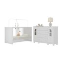 Ver imagem 2 de Berço 3 em 1 para Colchão 130x60cm com Cômoda 2 Portas 4 Gavetas Nina Multimóveis Mp4764 Branco