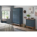Ver imagem 3 de Guarda-roupa Rústico 3 Portas e 2 Gavetas - Madeira Maciça e Mdf Azul Petróleo