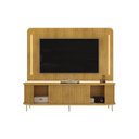 Ver imagem 1 de Rack Bancada C/ Painel P/ Tv até 75 Pol Atlas Ripado 2 Portas 218x62cm Off White - Dj Móveis