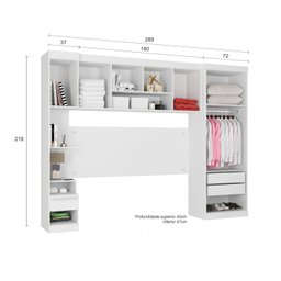 Quarto Modulado Casal 4 Peças 7 Portas 2 Gavetas Star Poliman - 4