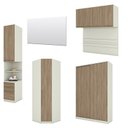 Ver imagem 3 de Quarto Modulado Casal Seletto 5 Peças 2 Portas Deslizante Areia/Jequitibá com Espelho - Móveis Henn