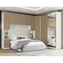Ver imagem 2 de Quarto Modulado Casal Seletto 5 Peças 2 Portas Deslizante Areia/Jequitibá com Espelho - Móveis Henn
