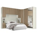 Ver imagem 1 de Quarto Modulado Casal Seletto 5 Peças 2 Portas Deslizante Areia/Jequitibá com Espelho - Móveis Henn