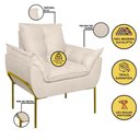 Ver imagem 7 de Kit 2 Poltronas + Namoradeira Pé Metal Dourado Recepção Sala Cor:bege