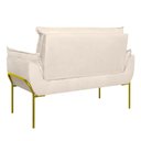 Ver imagem 2 de Kit 2 Poltronas + Namoradeira Pé Metal Dourado Recepção Sala Cor:bege