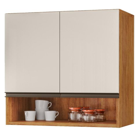 Armario Aereo 2 Portas 60 cm Islandia Cedro Areia Rudk