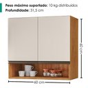Ver imagem 3 de Armario Aereo 2 Portas 60 cm Islandia Cedro Areia Rudk