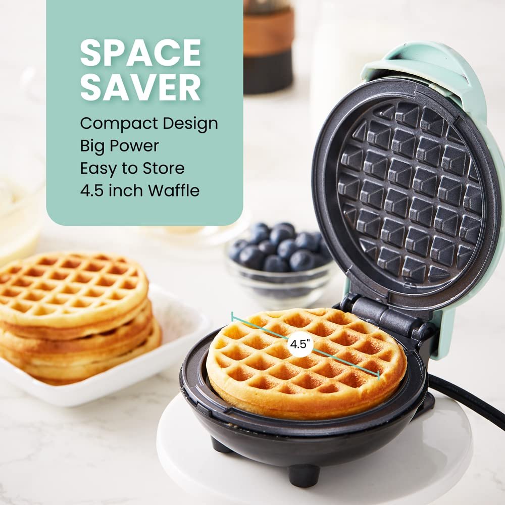 Elite Gourmet Ewm015m Máquina de Waffles Elétrica Mini 4.5" Menta - 2