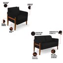 Ver imagem 5 de Kit 1 Sofá Namoradeira e 2 Poltronas Lana Linho Preto A79 Base de Madeira - D’Rossi
