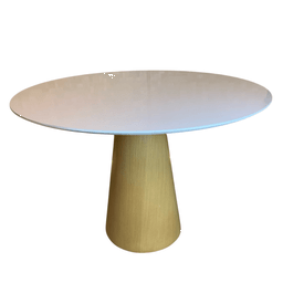 Mesa Cone Redonda 160cm Base Madeira Tampo Branco - 3