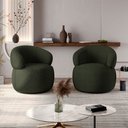 Ver imagem 2 de Conjunto 2 Poltronas Eloah Verde Selva Linho Turco Italiano Base Giratória Premium Sala