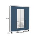 Ver imagem 4 de Guarda-roupa Casal Madrid 4 Portas 4 Gavetas com Espelho Azul/branco - Politorno