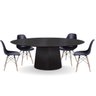 Conjunto Mesa de Jantar Cone Oval 160x90 cm Ébano + 4 Cadeiras Eames Dkr Wood Preta Personal Decor C - 1