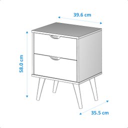 Mesa de Cabeceira Retro Criado 2 Gavetas Madri Estilo:canela - 4