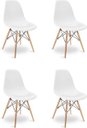 Ver imagem 3 de Mesa de Jantar Eiffel com 4 Cadeiras, MDF, Branco, 90cm, Design Moderno, Pés em Madeira, para Sala D