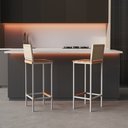 Ver imagem 1 de Conjunto 2 Banqueta Alta em Aço com Assento de Madeira Maciça Encosto de Junco Areia