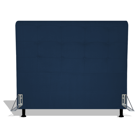 Cabeceira Estofada Pérola 140 cm Para Cama Box Quarto Casal MV Estofados Suede Azul Marinho