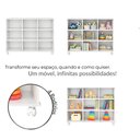 Ver imagem 2 de Nicho Organizador Estante para Livros Multiuso 9 Nichos com Rodízios Expositor para Loja, Sala e Hom