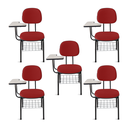 Ver imagem 2 de Cadeira Ágata Secretária Universitária Pé Palito Tecido Kit 5 Un: Vermelho