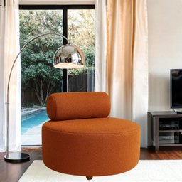 Kit 02 Poltronas Decorativo Orgânica Recepção Sala de Estar Luxo Boucle Terracota - 4