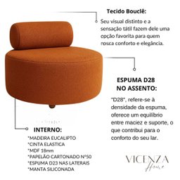 Kit 02 Poltronas Decorativo Orgânica Recepção Sala de Estar Luxo Boucle Terracota - 3