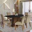 Ver imagem 1 de Conjunto Sala de Jantar Mesa Tampo de Madeira 6 Cadeiras Rustic/preto/imperial Britney Madesa