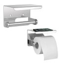 Ver imagem 1 de Suporte Papel Higienico Inox Banheiro Lavabo Kit 2 Unidades Apoio Celular Porta Objeto Prateleira Mu