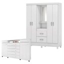 Ver imagem 1 de Cômoda London e Guarda Roupa Casal Lord Branco Flex - Demóbile