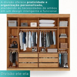 Guarda-roupa Casal 2 Portas de Correr 6 Gavetas Fortaleza - Mais Móvei Cinamomo/offwhite - 5