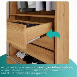 Guarda-roupa Casal 2 Portas de Correr 6 Gavetas Fortaleza - Mais Móvei Cinamomo/offwhite - 9