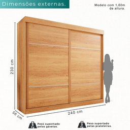 Guarda-roupa Casal 2 Portas de Correr 6 Gavetas Fortaleza - Mais Móvei Cinamomo/offwhite - 3