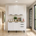 Ver imagem 4 de Cozinha Compacta Modulada Americana 5 Portas 3 Gavetas com Divisor de Talheres e Tampo TM4319 MDF Grazi Branco/Carvalho Tropical