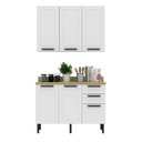 Ver imagem 2 de Cozinha Compacta Modulada Americana 5 Portas 3 Gavetas com Divisor de Talheres e Tampo TM4319 MDF Grazi Branco/Carvalho Tropical