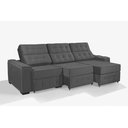 Ver imagem 2 de Sofá Retrátil e Reclinável 3,20m Estilo Estofados - Paris 3 Módulos com Velusoft D33 "cinza"
