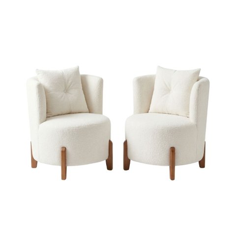 Kit 2 Poltronas Orgânica Curva Luna Boucle Off White - Montanaris Decor