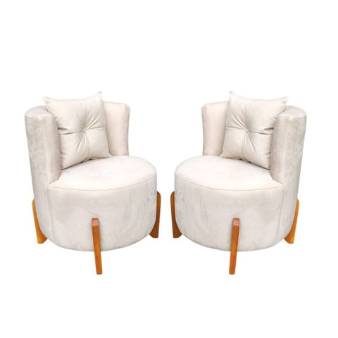 Kit 2 Poltronas Orgânica Curva Luna Boucle Off White - Montanaris Decor