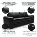 Ver imagem 4 de Sofá 3 Lugares Couro Preto Dakota