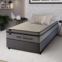 Ver imagem 1 de Conjunto Cama Box Solteiro c/ Molas Ensacadas Preston Cinza 88x188x71