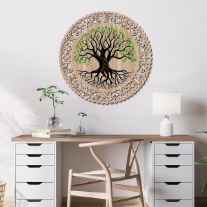 Mandala em Madeira, Impressão Uv - Árvore da Vida 2