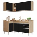 Ver imagem 1 de Armário de Cozinha Modulado de Canto Direito 4 Peças Cp38 Balcão com Tampo Castanho/preto - Lumil Lu