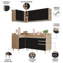 Ver imagem 3 de Armário de Cozinha Modulado de Canto Direito 4 Peças Cp38 Balcão com Tampo Castanho/preto - Lumil Lu