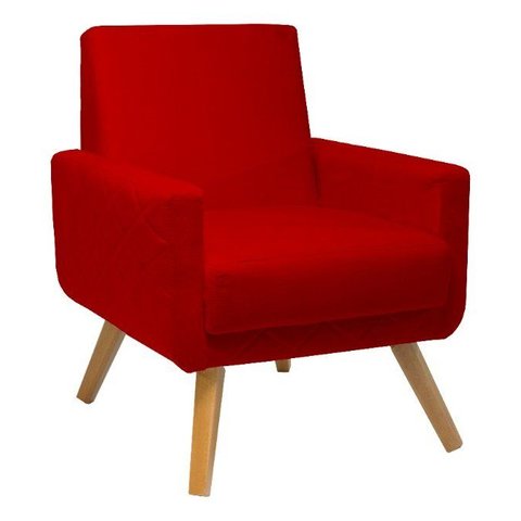 Poltrona Decorativa - Pietra - Revestimento Veludo Ladecor Estofados Vermelho