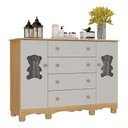 Ver imagem 2 de Cômoda Infantil 125cm 2 Portas com Vidro e 4 Gavetas Ternura Multimóveis Mp4480 Madeirado/off