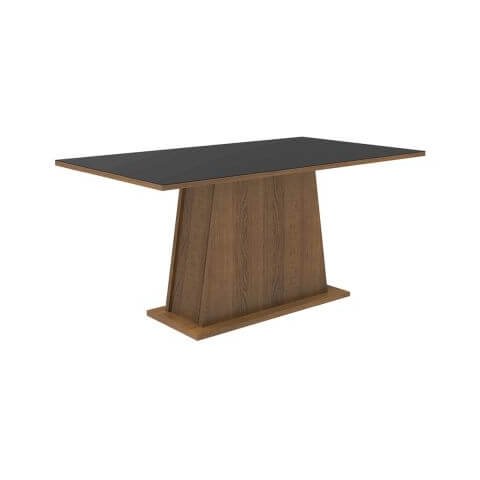 Mesa Madesa Retangular Tampo de Madeira 5364 Rustic/Preto Cor:Rustic/Preto