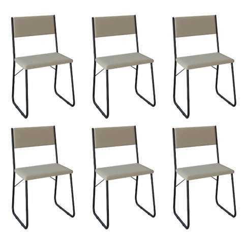 Kit 6 Cadeiras de Jantar Estofadas Angra - Bege
